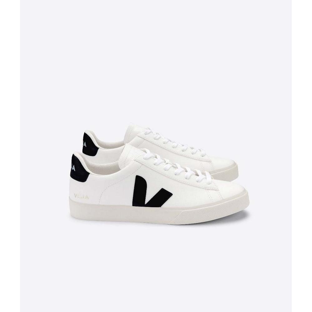 Women\'s Veja CAMPO CHROMEFREE Low Tops Sneakers White/Black | ZA 592LIS